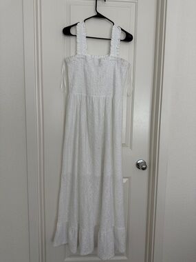 Michael Kors White Smocked Top with Ruffled Trim